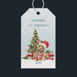 Gift Tag<br><div class="desc">Cute Teddy Bear in Santa hat surrounded by Christmas presents to celebrate your child 1st Christmas. You can adjust text according to your requirements. Image created with the help of bubblegumdesings at  etsy</div>
