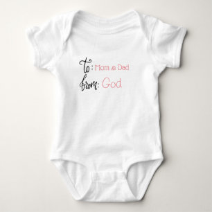 Gift Tag Baby Mum Dad God Pink Girl Bodysuit