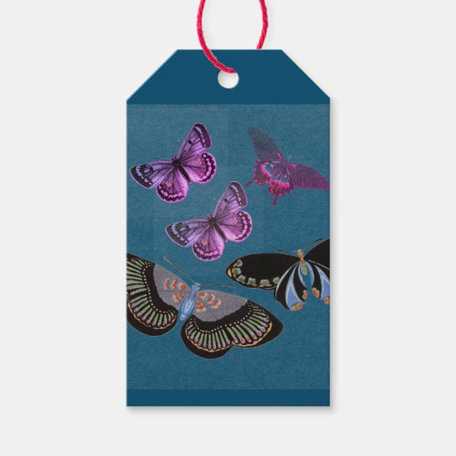 GIFT TAG BUTTERFLIES IN BLUE AND PINK (Front)