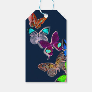 Gift Tag BUTTERFLIES IN DARK BLUE
