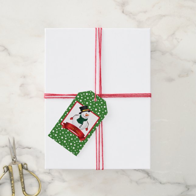 Gift Tag-Christmas Snowman Gift Tags (With Twine)