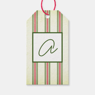 GIFT TAG FADED STRIPES CUSTOM INITIAL