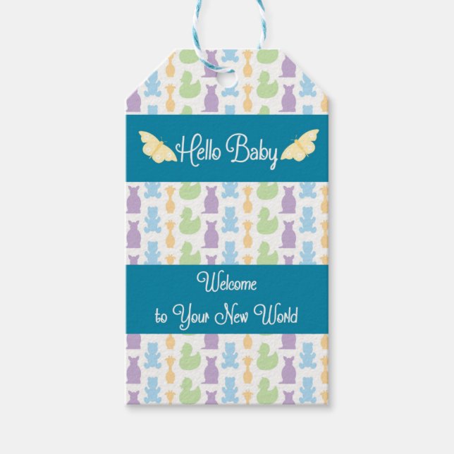 Gift Tag for New Baby with Butterflies (Front)