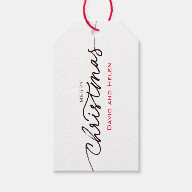 Gift Tag HAND WRITTEN MERRY CHRISTMAS CUSTOM NAME  (Front)