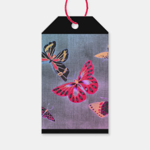 Gift Tag JAPANESE BUTTERFLIES ON BLACK
