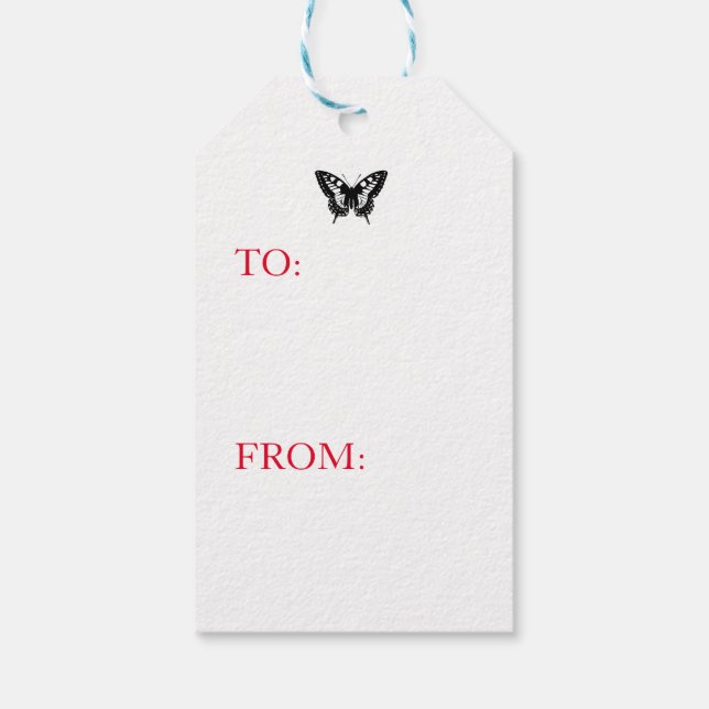 Gift Tag JAPANESE BUTTERFLIES TWILIGHT BLUE (Back)