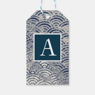 Gift Tag JAPANESE WAVE PATTERN CUSTOM INITIAL