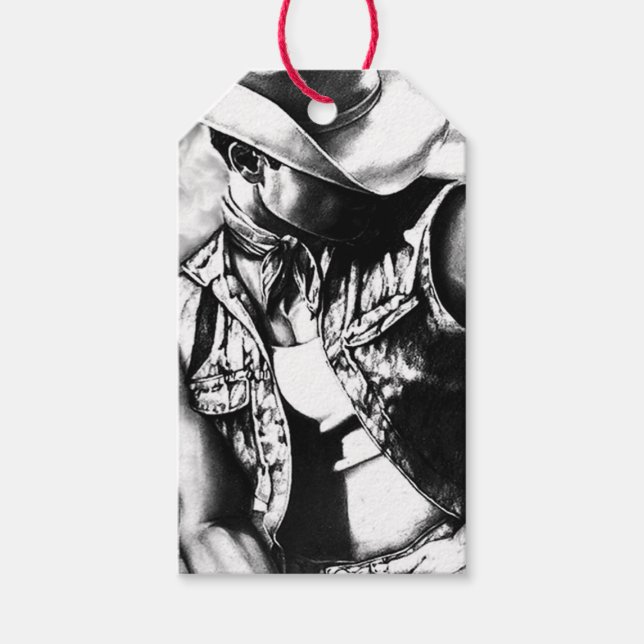 Gift Tag Kit - Cowboy Country Fine Art Drawing (Front)