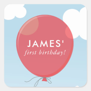 GIFT TAG LABEL cute bold red balloon blue sky