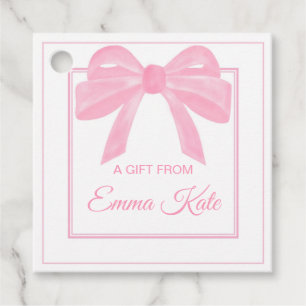 Gift Tag Label - Pink Bow