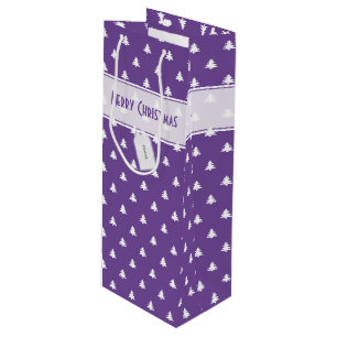 Gift Tag Name: Merry Christmas Purple Tree Pattern Wine Gift Bag