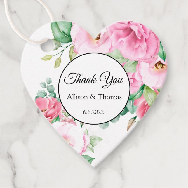 Gift Tag Pink Floral Thank You (Front)