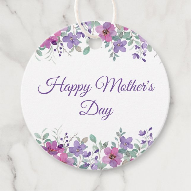 Gift Tag Purple Floral Mother's Day (Front)
