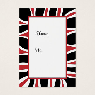 Gift tag red, black and white frame