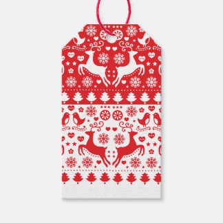 GIFT TAG SCANDINAVIAN CHRISTMAS PATTERN REINDEER