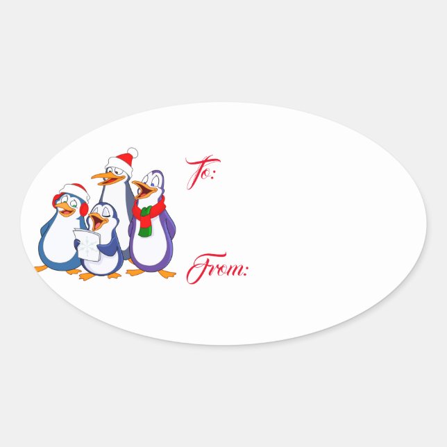Gift Tag Sticker-Singing Penguins (Front)