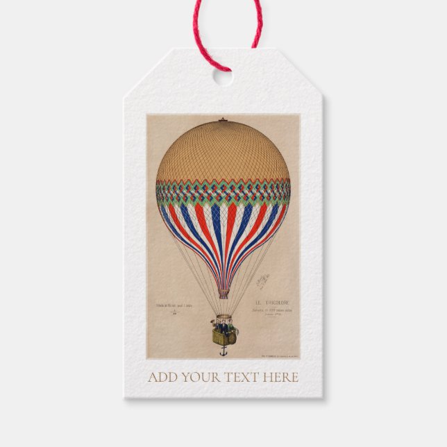 GIFT TAG : VINTAGE FRENCH HOT AIR BALLOON (Front)