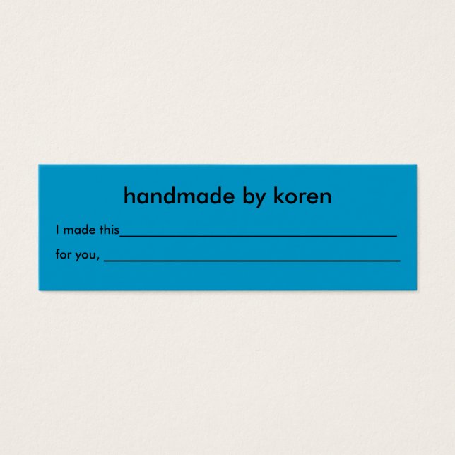 Gift tag with blank care instructions (Front)