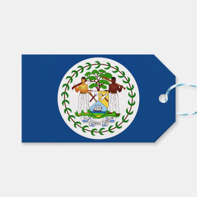 Gift Tag with Flag of Belise (Front (Horizontal))