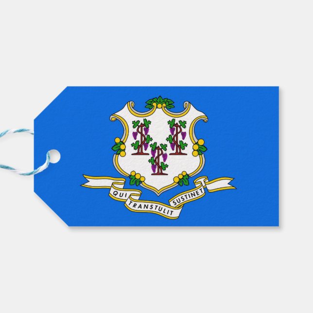 Gift Tag with Flag of Connecticut, USA (Back Horizontal)
