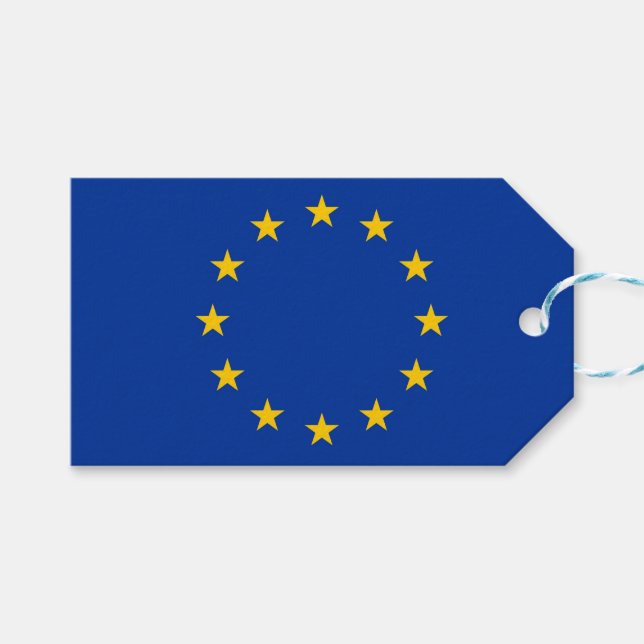 Gift Tag with Flag of European Union (Front (Horizontal))