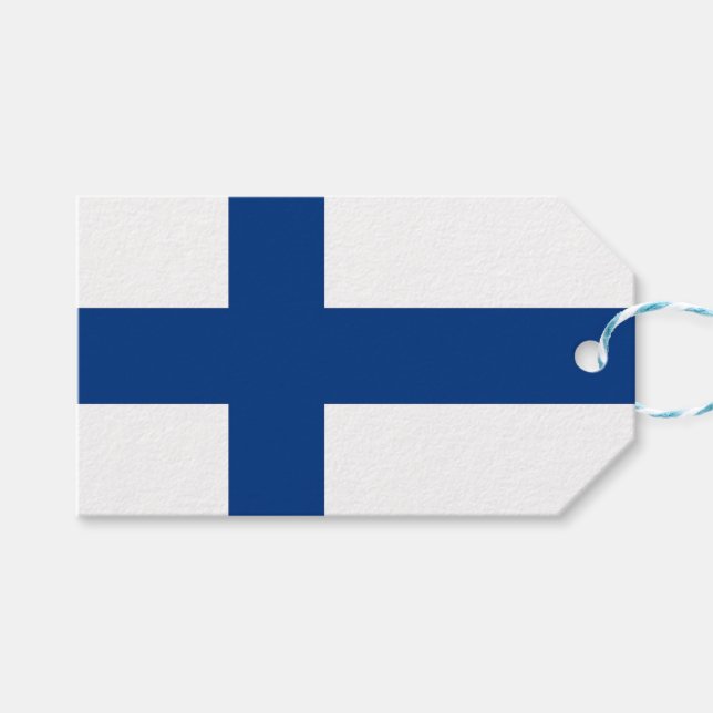 Gift Tag with Flag of Finland (Front (Horizontal))