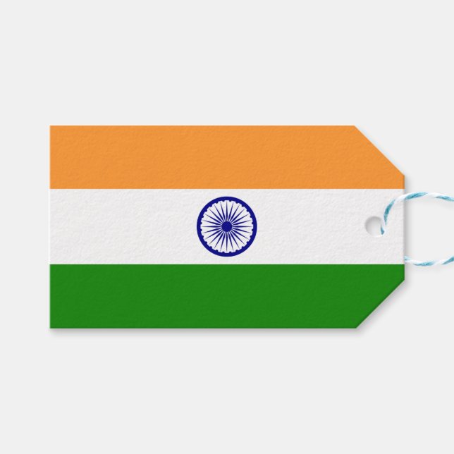 Gift Tag with Flag of India (Front (Horizontal))