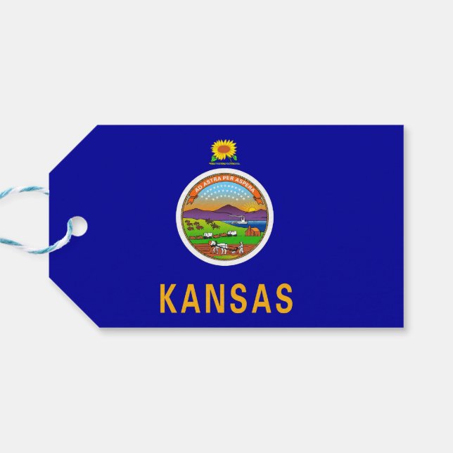 Gift Tag with Flag of Kansas State, USA (Back Horizontal)