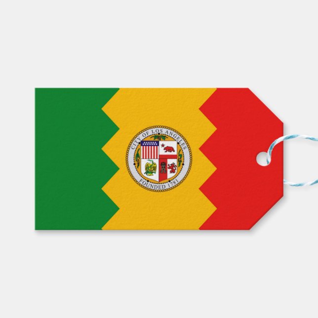 Gift Tag with Flag of Los Angeles, USA (Front (Horizontal))