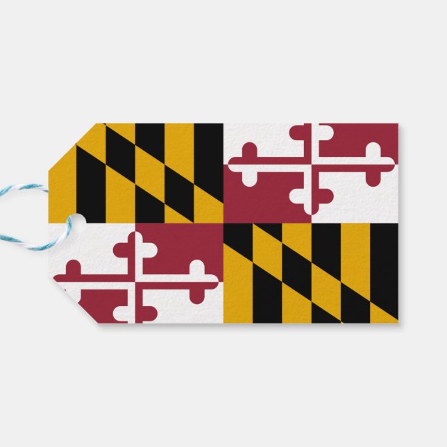 Gift Tag with Flag of Maryland State, USA (Back Horizontal)