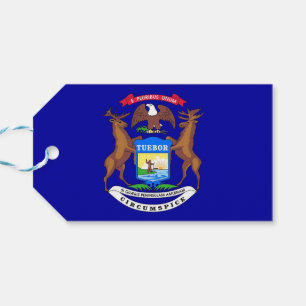 Gift Tag with Flag of Michigan State, USA