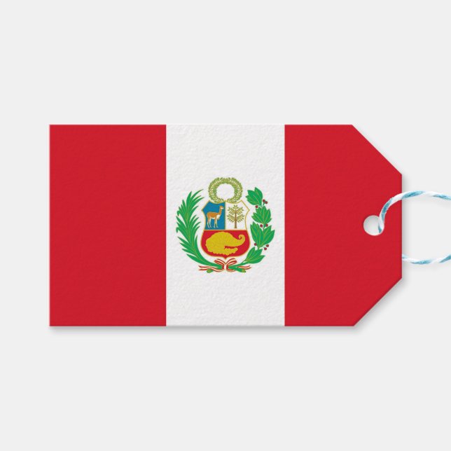 Gift Tag with Flag of Peru (Front (Horizontal))