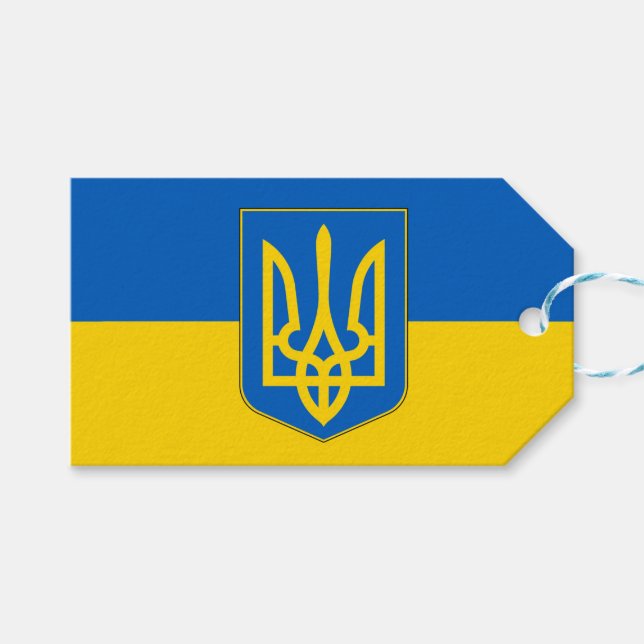 Gift Tag with Flag of Ukraine (Front (Horizontal))