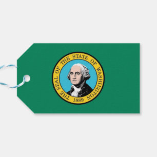 Gift Tag with Flag of Washington State, USA