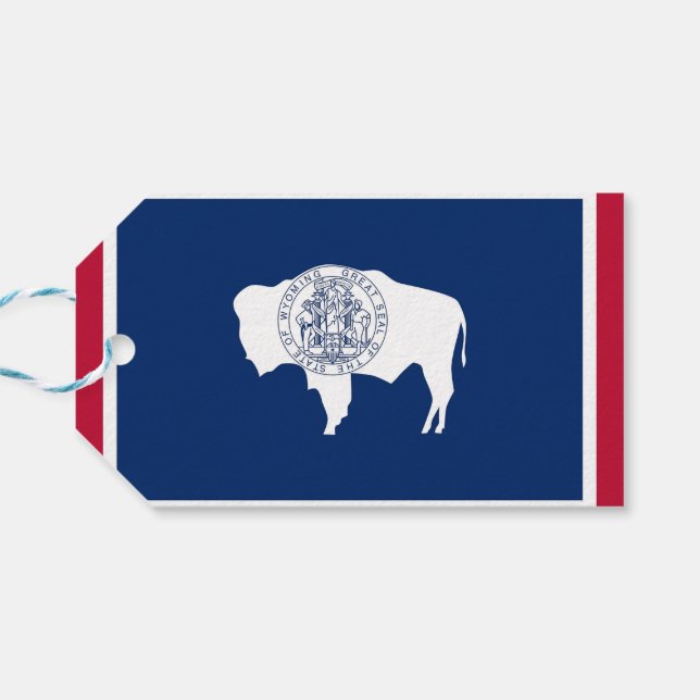 Gift Tag with Flag of Wyoming State, USA (Back Horizontal)