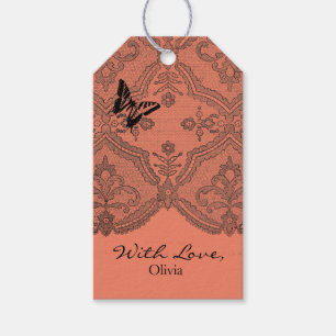 Gift Tag "With Love" CUSTOM NAME ANTIQUE LACE