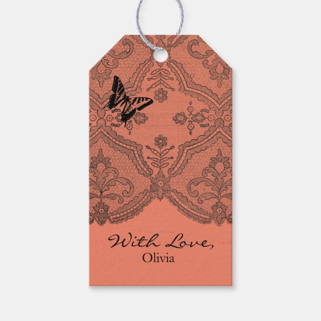 Gift Tag "With Love" CUSTOM NAME ANTIQUE LACE (Front)