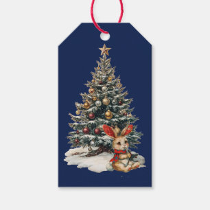 GIFT TAGS CHRISTMAS BUNNY WITH TREE