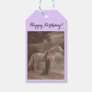 Gift Tags Happy Birthday Dream Girl horse flowers