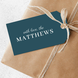 Gift Tags   Modern Minimal Your Name Trendy Blue