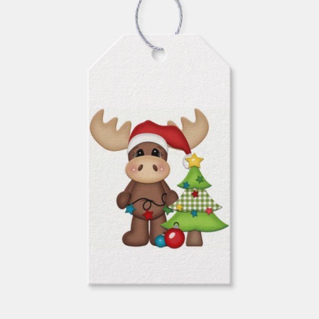 Gift Tags - Moose Christmas Tree Joy (Front)