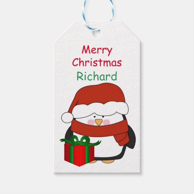 Gift Tags - Penguin with Present (Front)