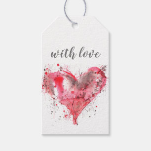 Gift Tags - Red Splattered Heart