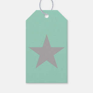 Gift Tags - Teal Background Grey Star