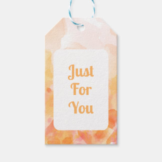 Gift tags with orange watercolor background