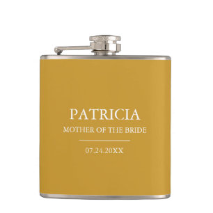 Gift the Mother of the Bride: Mustard Yellow Plain Hip Flask