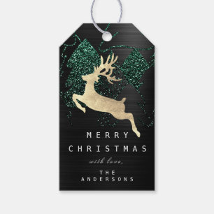 Gift To Glitter Black Green Gold  Christmas Tree Tags