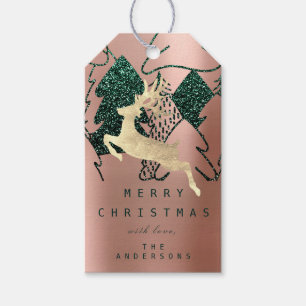 Gift To Glitter Rose Gold Snow Christmas Tree Tags