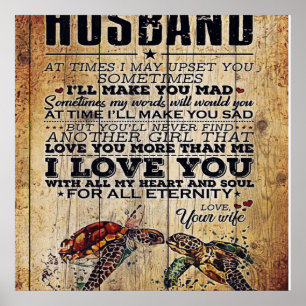 Gift To My Husband, Love Quotes Letter Poster