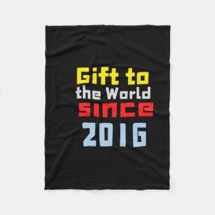 Gift To The World Since 2016 Sticker Fleece Blanket